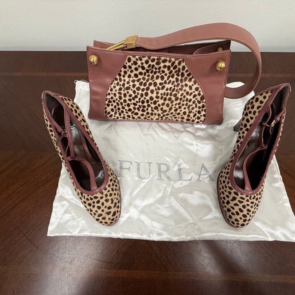 Furla Leopard Print Mauve Pumps & Matching Purse
